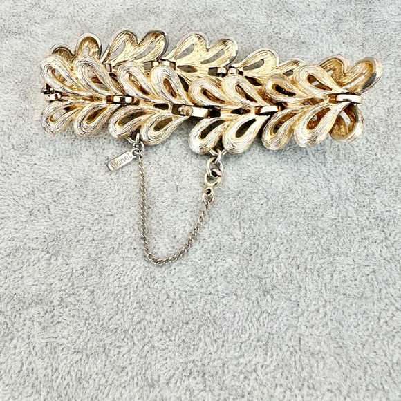 Monet Jewelry - Vintage Signed Monet Chucky Textured Gold Tone Safety Clasp Link Bracelet